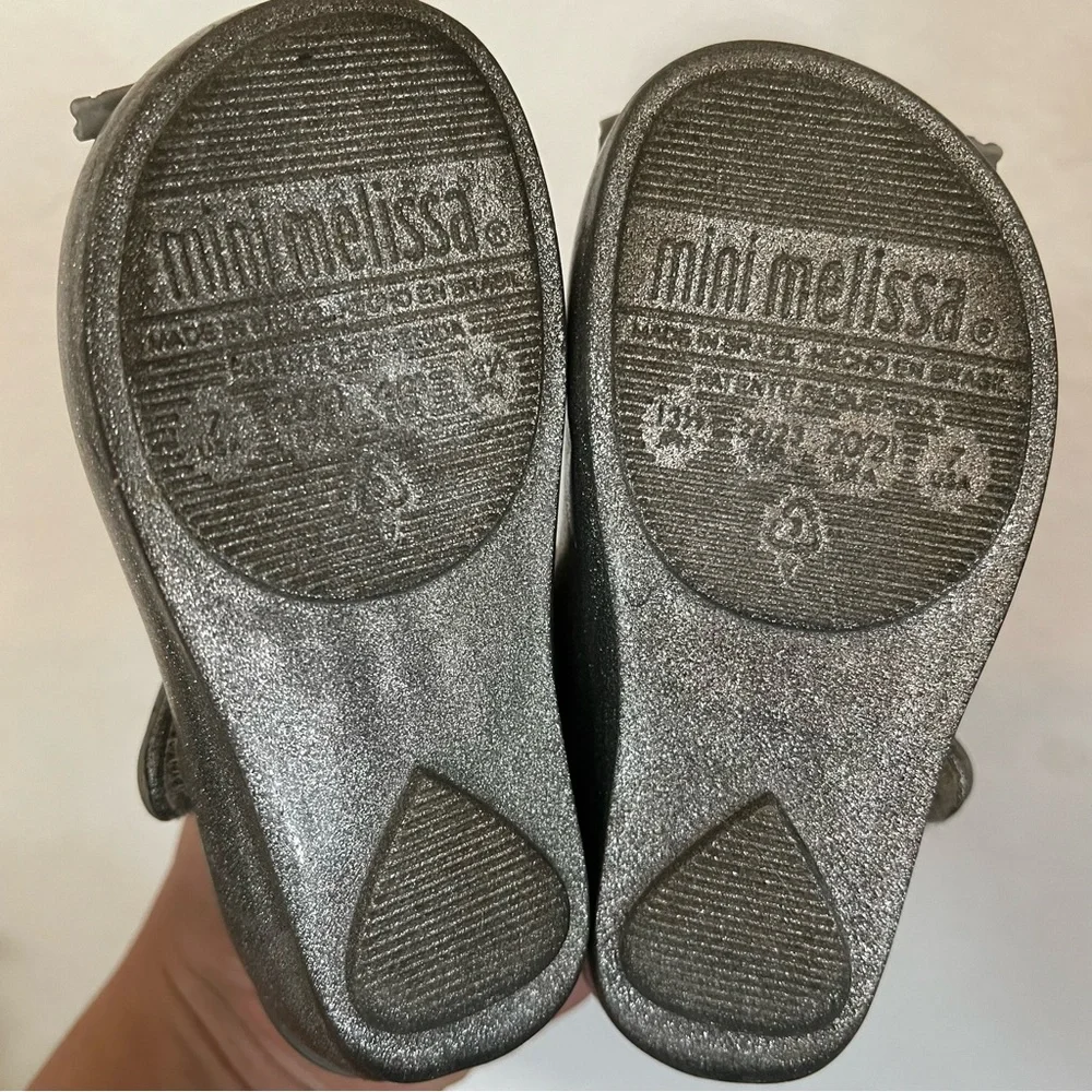 Mini Melissa Toddler Silver Glitter Cat Shoes Size 7